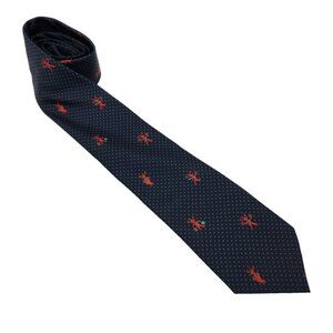 Holiday Christmas Tie‎ Necktie Reindeer Blue with Turquoise Polka Dots Unbranded